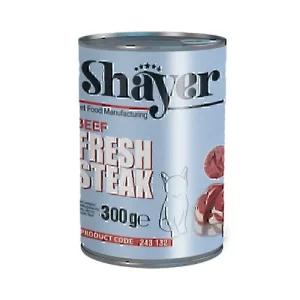 کنسرو غذای گربه استیک با طعم گوشت شایر وزن 300 گرم