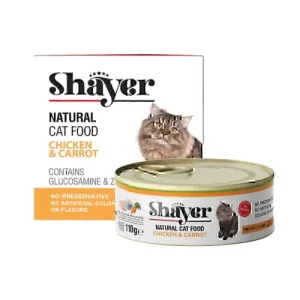 کنسرو غذای گربه با طعم مرغ و هویج شایر در سس گوشت وزن 110 گرم